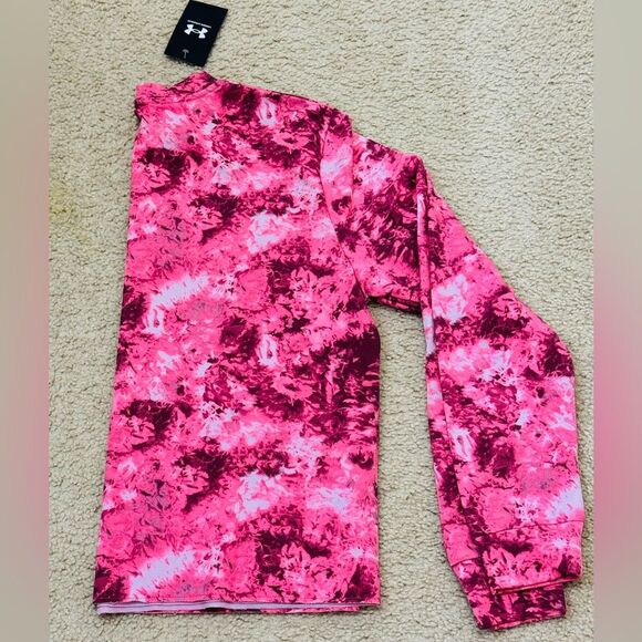 NWT Under Amour Women's Rival Terry Printed Crew T-Shirt in Pace Pink/White Sz L - Picture 3 of 12